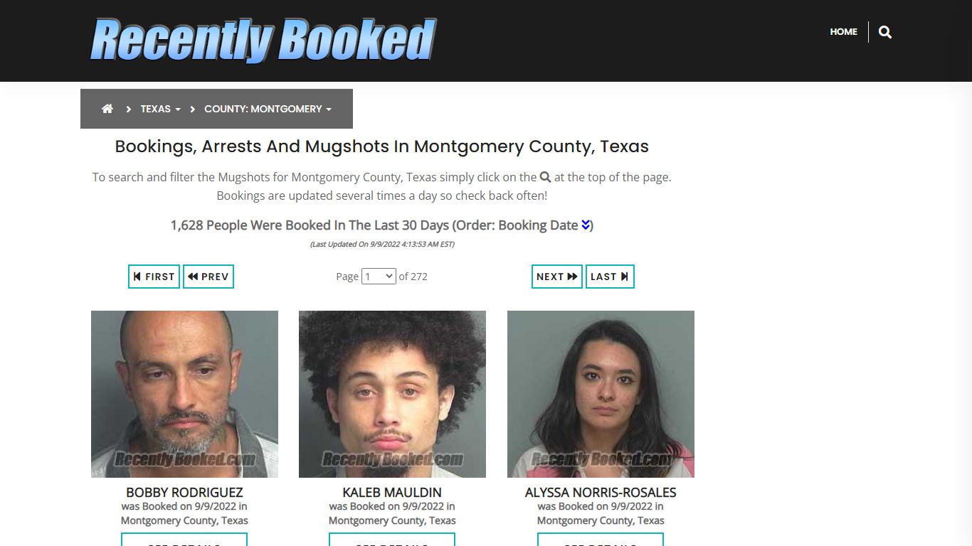 Bookings, Arrests and Mugshots in Montgomery County, Texas